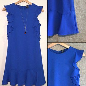 Royal Blue Frill and Hem Dress Wedding Guest